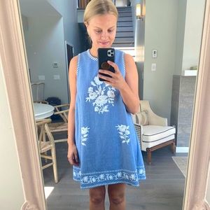 Zara linen embroidered mini dress
